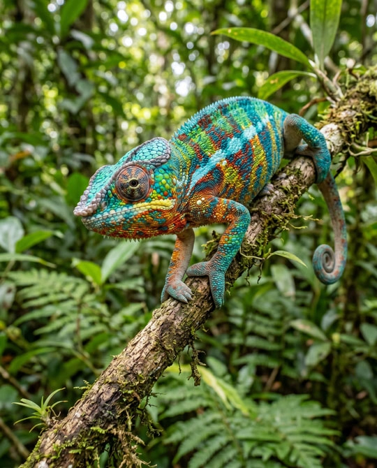 Pantherchamaeleon auf Ast
